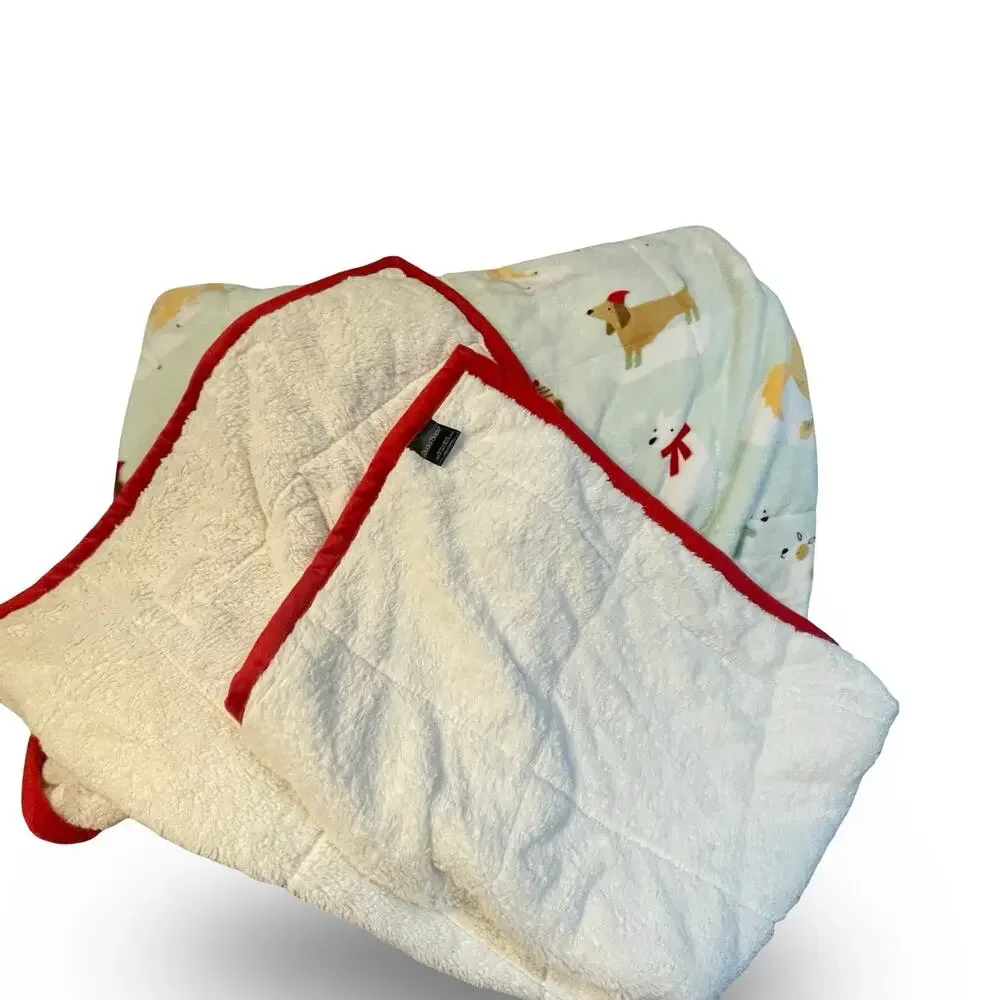 Cuddl Duds Cozy Soft Throw Blanket Winter Christmas Dogs Puppies 50x60 Sherpa